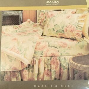 Vintage Martex Maggie’s Rose King Flat Sheet NOS Floral Pink Roses Percale 180TC